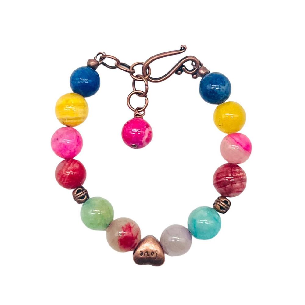 NEW JEWELIT women's multi-agate copper bracelet in multi